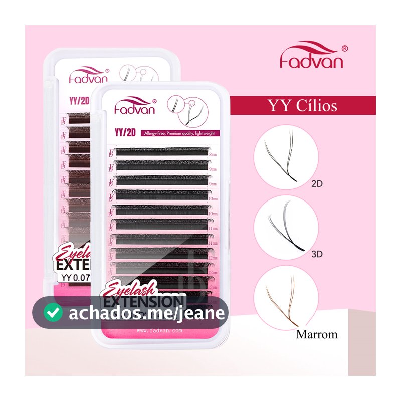 FADVAN YY Cílios C D LU LU Preto Marrom Cílios 2D Brasileiros Extensões Dois Cílios Ponta
