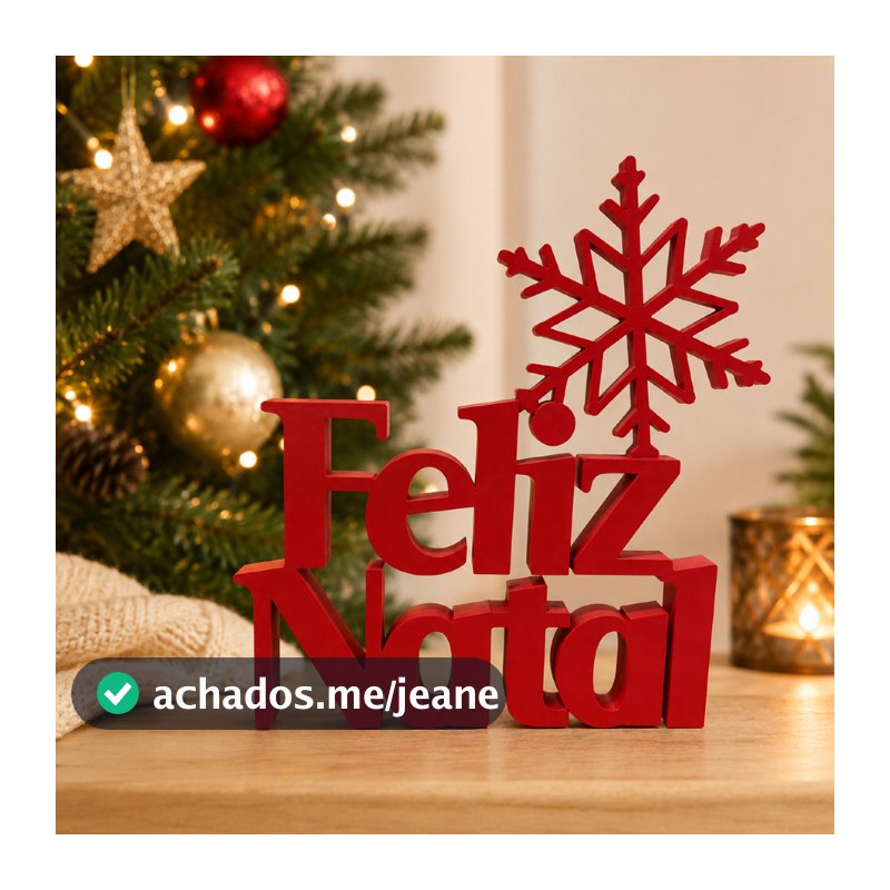 Enfeite Feliz Natal 3D com Floco de Neve | Decoração Natalina de Mesa