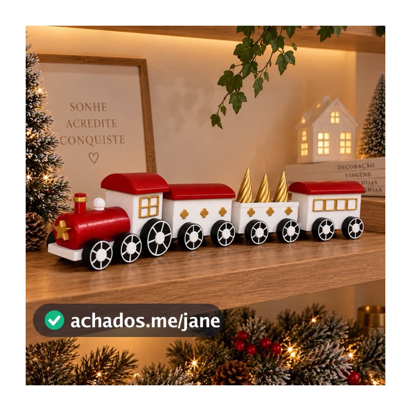 Trem De Natal 4 Vagões Articulados | Trenzinho Decoração Enfeite Natalino Vila Natalina Papai Noel