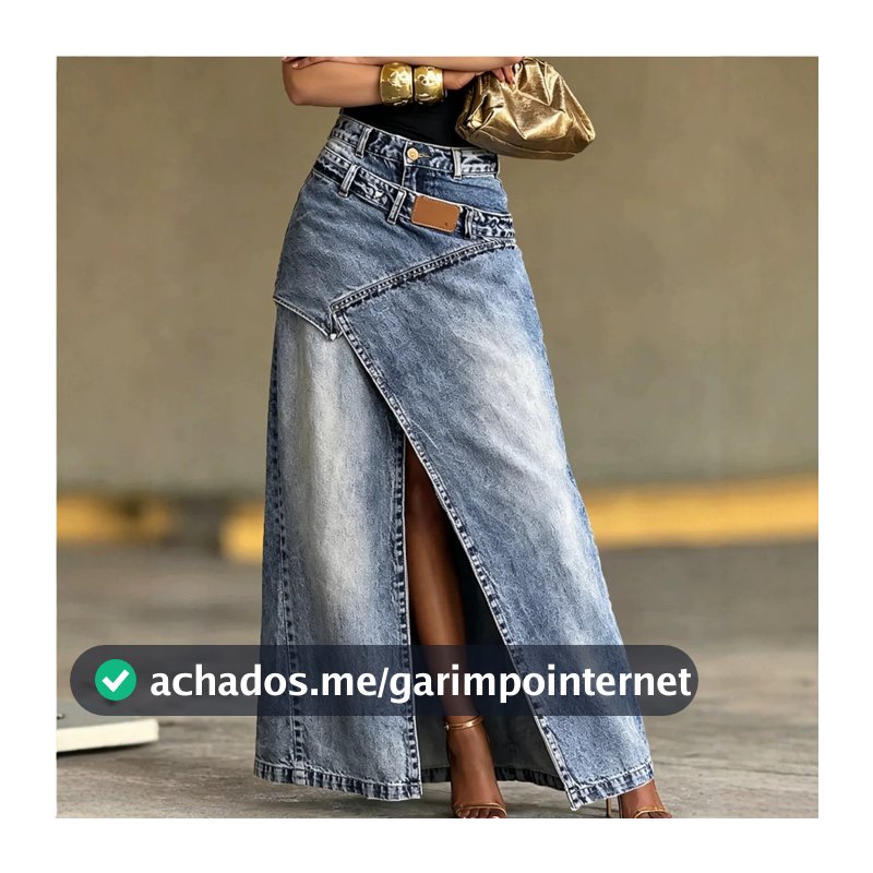 Dobre E Use Jeans Lavados Saia Longa De Meio Corpo Para Mulheres