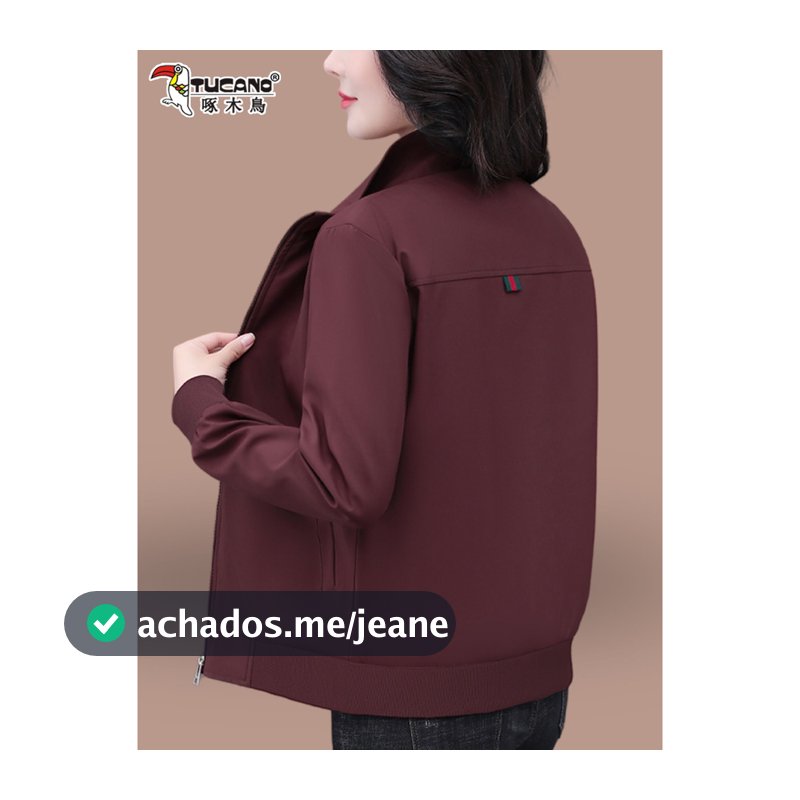 Woodpecker jaqueta Casual feminina primavera outono 2026 novo estilo jaqueta pequena mãe de meia-idade gola jaqueta curt