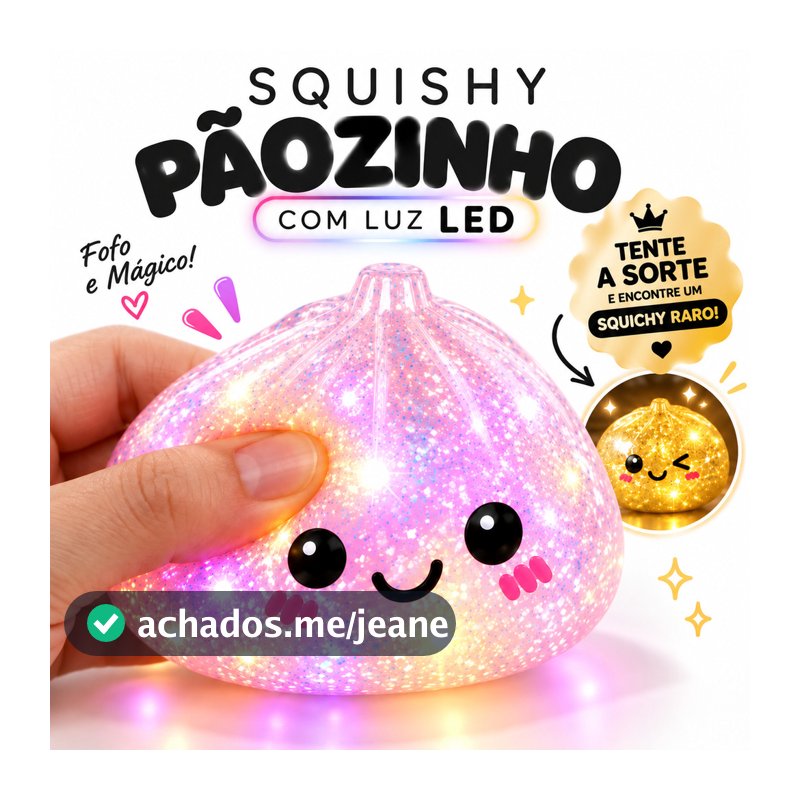 Brinquedo Criança Squishy Pãozinho com Luz Raro LED Grande 8,5cm Antiestresse Brinquedo Sensorial Presente Surpresa