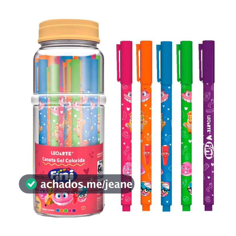 Caneta Fini Gel 0.6mm Corpo Estampado Escrita Suave e Cores Vibrantes