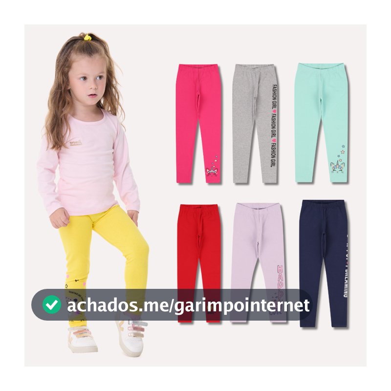 Kit Sortido de 3 Calças Leggings de Cotton para Meninas Tamanho 2 ao 10 Roupa Infantil Menina Bebê