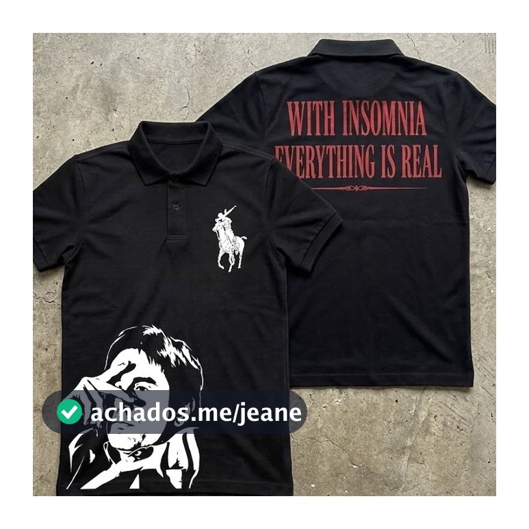 Camisa Polo Tony Montana Scarface Masculina Preta Estampada Streetwear Manga Curta Casual