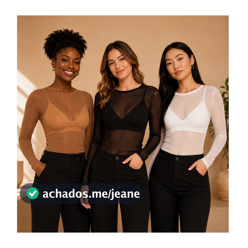 Kit 3 Blusa de Tule Feminina Academia | Transparente Manga Longa | Fitness Inverno