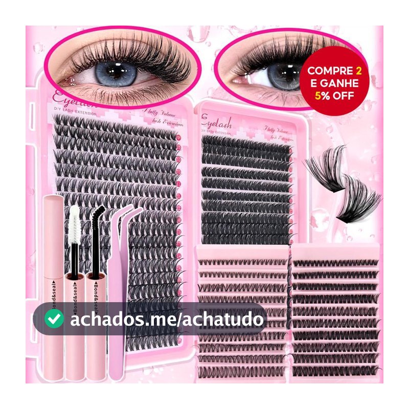 Kit de Extensão de Cílios Novo e Moderno, Curl C D Individual com Cola para Cílios, Selante e Pinças de 8-16MM.