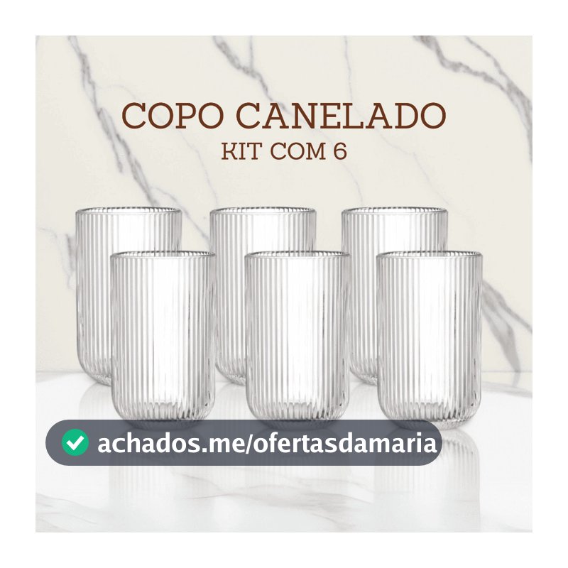 Jogo De Copos 6 Peças De Vidro Cameratta Canelado 420ml Suco Agua
