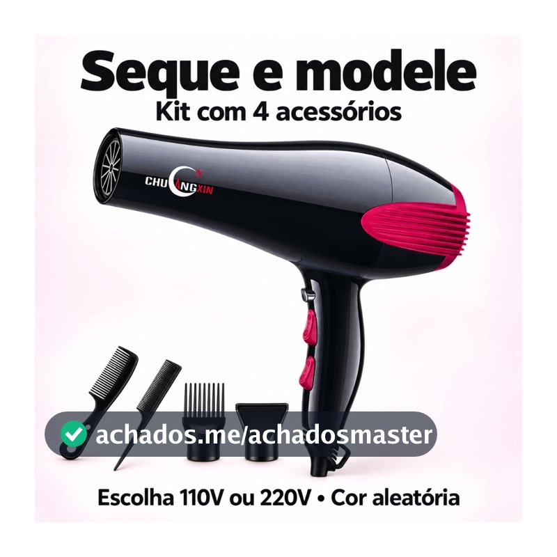 Secador de Cabelo Profissional 6000W 4 em 1 com 2 Velocidades, 3 Temperaturas – 110V ou 220V