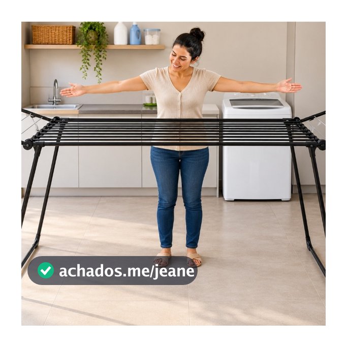 Varal de Chão Roupas Dobrável Extensível 188cm a 260cm Grande Para Apartamento e Lavanderia