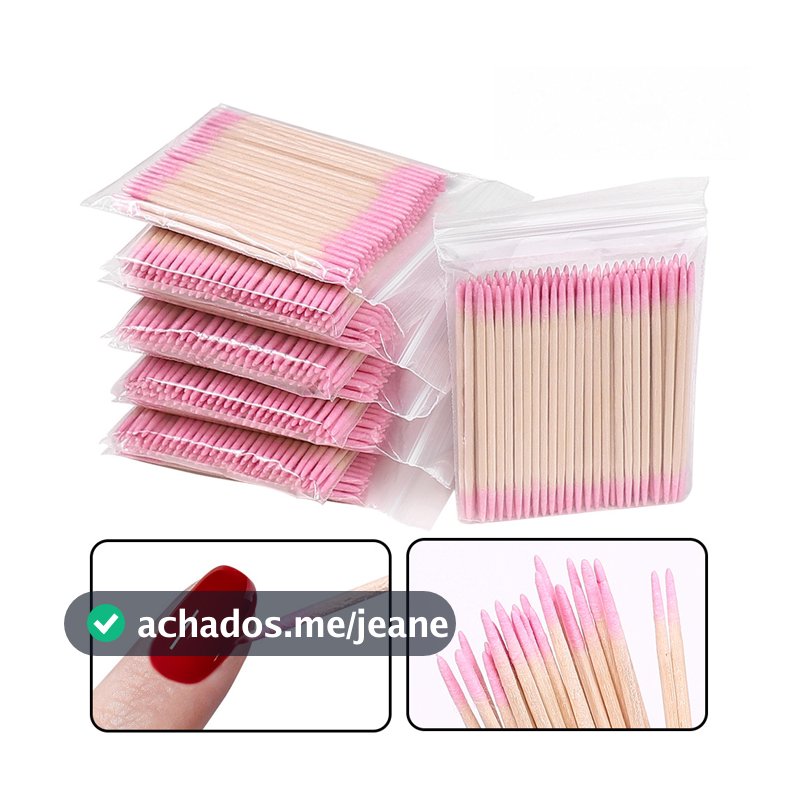 Kit 100/300/600/1000 Palitos Com Algodão De Limpeza Alinhamento Henna Micropigmentação Unha Boca Sobrancelha
