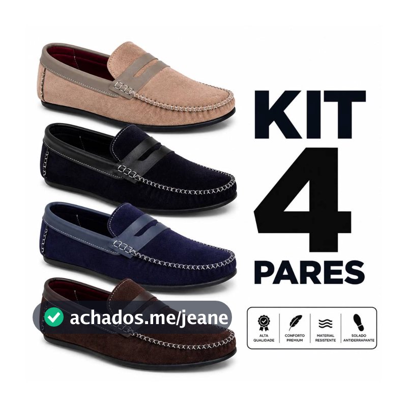 Mocassim Masculino Casual Camurça Confortável Antiderrapante Costura Reforçada