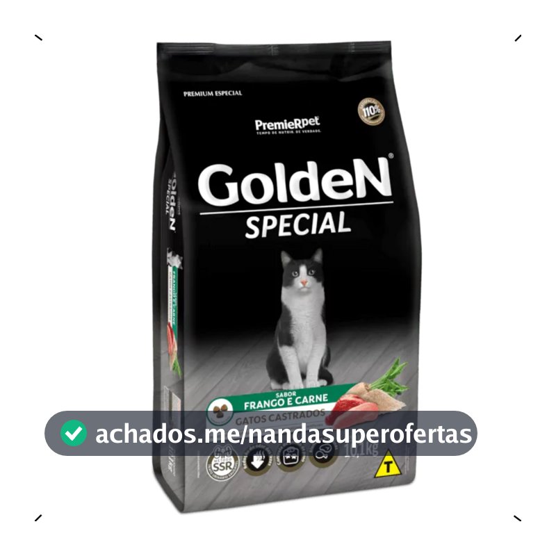 RAÇÃO GOLDEN SPECIAL GATO CASTRADO 10KG