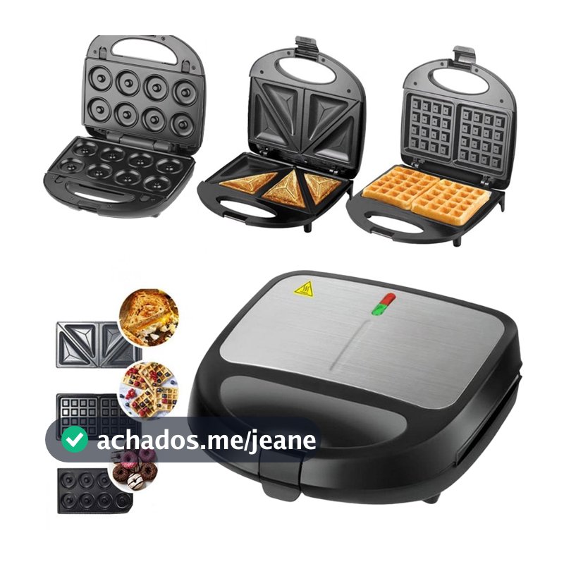 3 Em 1 Portátil Sanduicheiras Waffle Donuts Fast Antiaderente 110V/220V Pés Antiderrapantes
