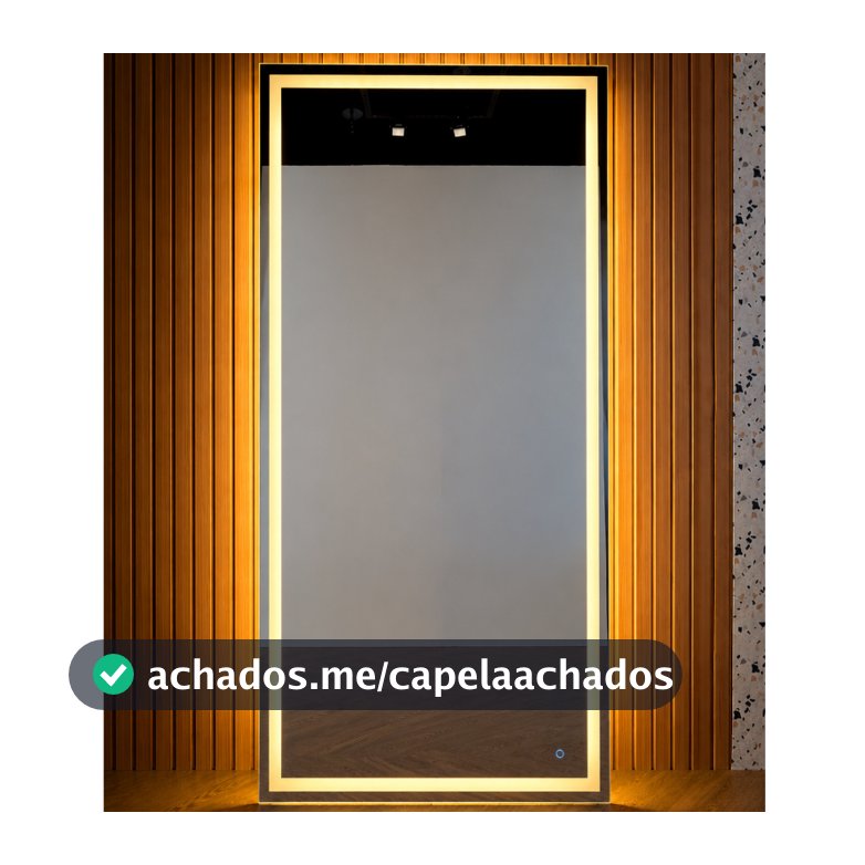 Espelho Retangular Grande com LED para Banheiro Quarto Camarim Closet Varios Acabamento
