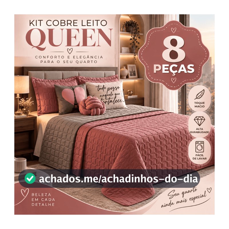 Kit Cobre Leito Dupla Face Paris Queen 08 Peças Original