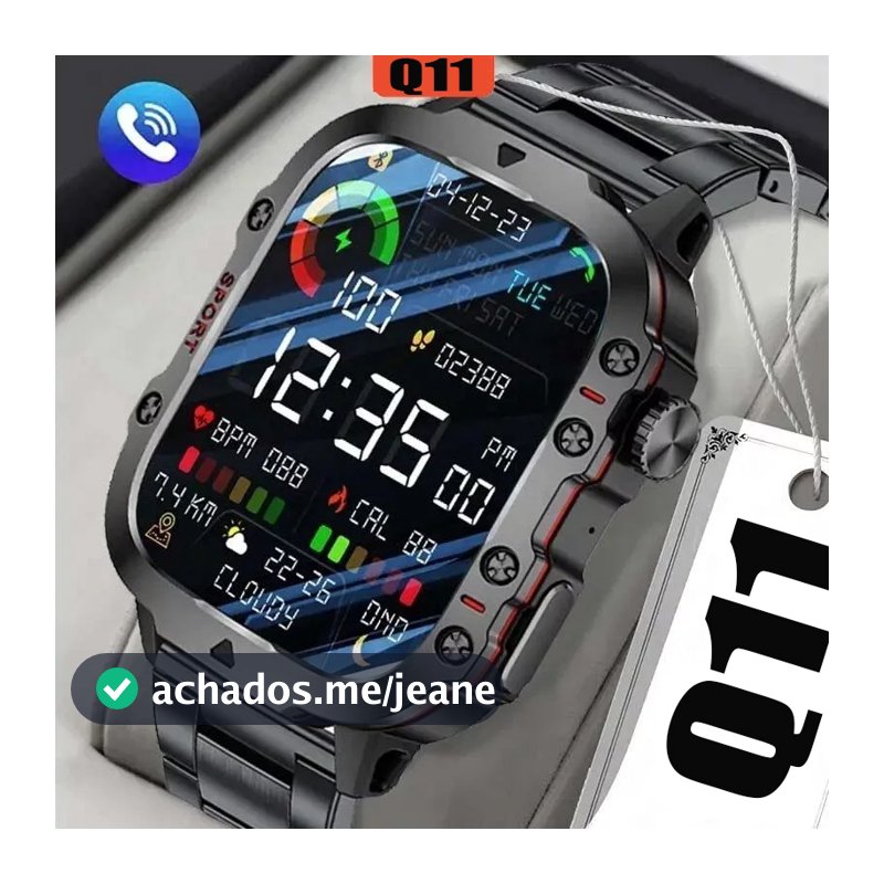 Smart Watch Q11 Três em Um Original Masculino Feminino Esportivo Tela de Toque HD de 1,83 inches