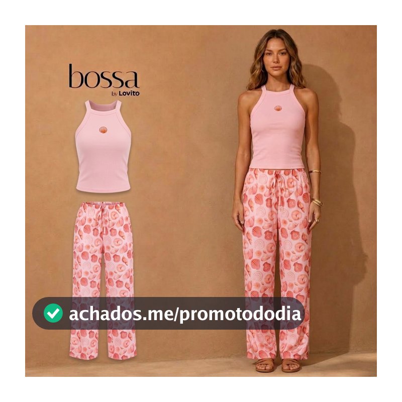 Lovito Bossa Conjunto Feminino Regata e Calça Estampada PTB15431573