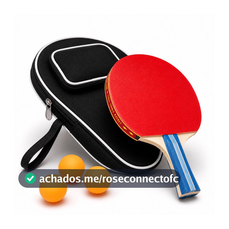 Raquete Ping Pong Profissional Tênis de Mesa com Raqueteira Case Capa + 3 Bolinhas Cabo Côncavo