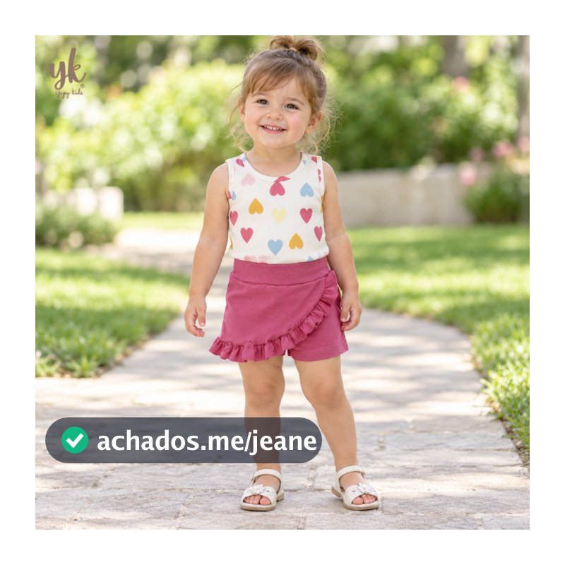 CONJUNTO INFANTIL MENINA BLUSA DIVERSAS ESTAMPAS E SHORTS-SAIA COM BABADINHOS  YUPY KIDS