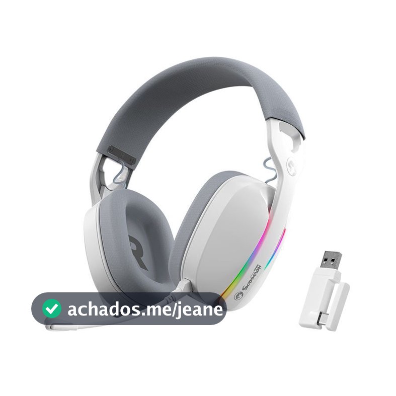 Headset Gamer Marvo Pulz 70W, RGB, Wireless, Drivers 40mm, Tri-Mode, Branco, HG9086W-WH