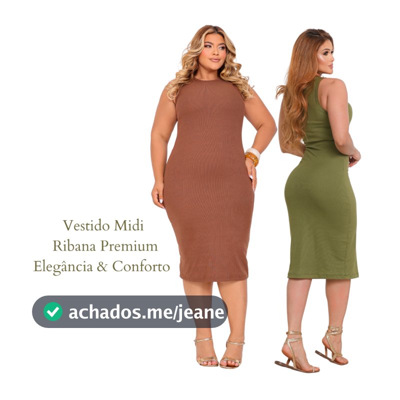 Vestido Midi Plus Size Regata Ribana Canelada Premium Vestido Gestante Elegante Confortável