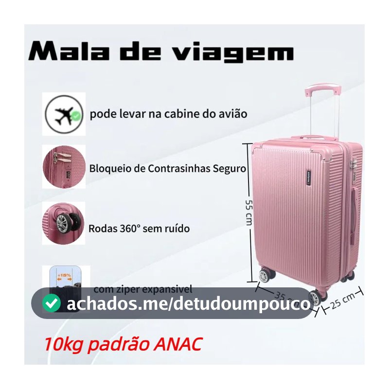 Mala De Bordo   360° ad, leve no avião. 2 zíperes, expansíveis rodinha duplo 9kg 10kg  novo 2024 codigo:2024A-2025A
