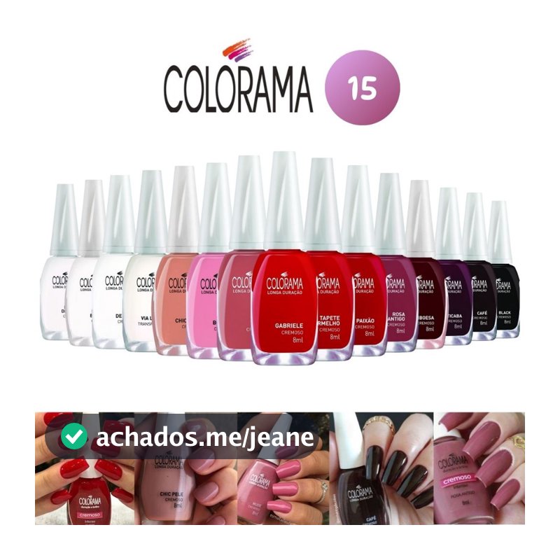 Colorama: Kit com 15 Esmaltes em Cores Variadas para unhas - Manicure Atacado