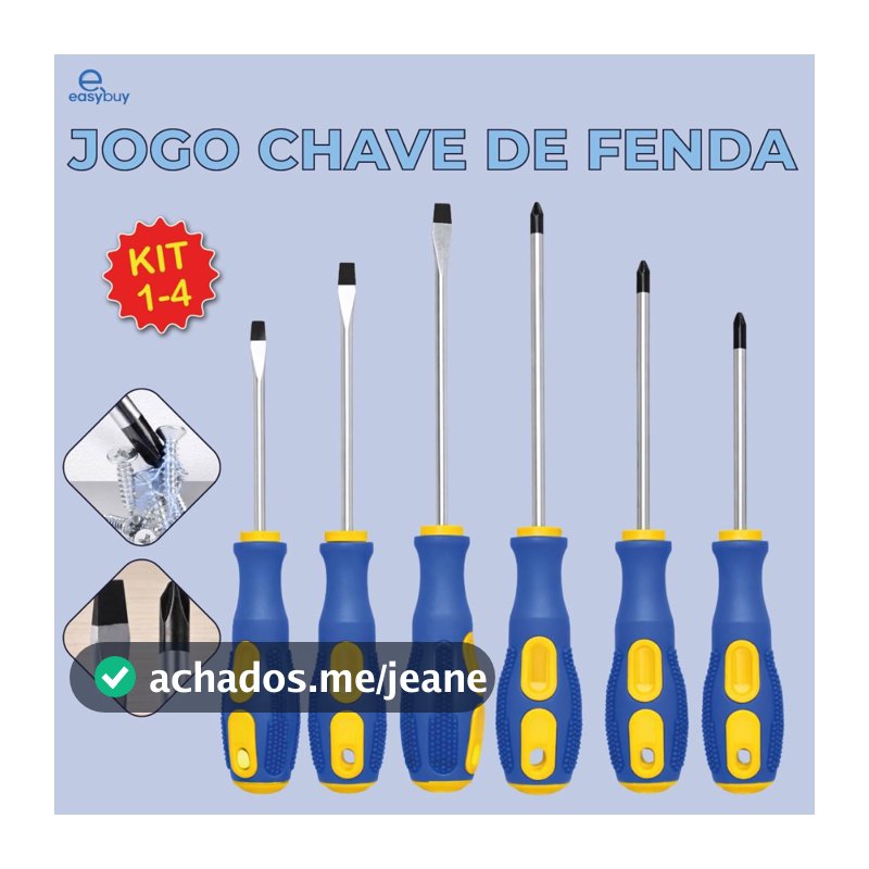 Kit Jogo de Chave de Fenda Diversos formatos Alta Durabilidade de Aço com Cabo Resistente