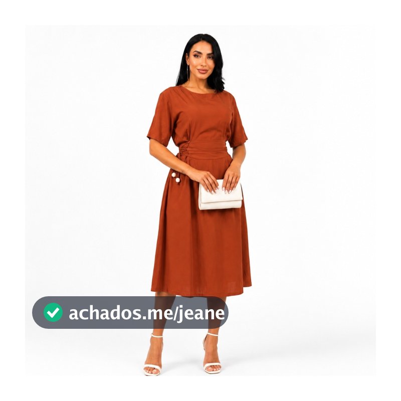 Vestido Feminino Modesto E Elegante Com Amarração Lateral Moda Evangelica  Midi Moda Cristã