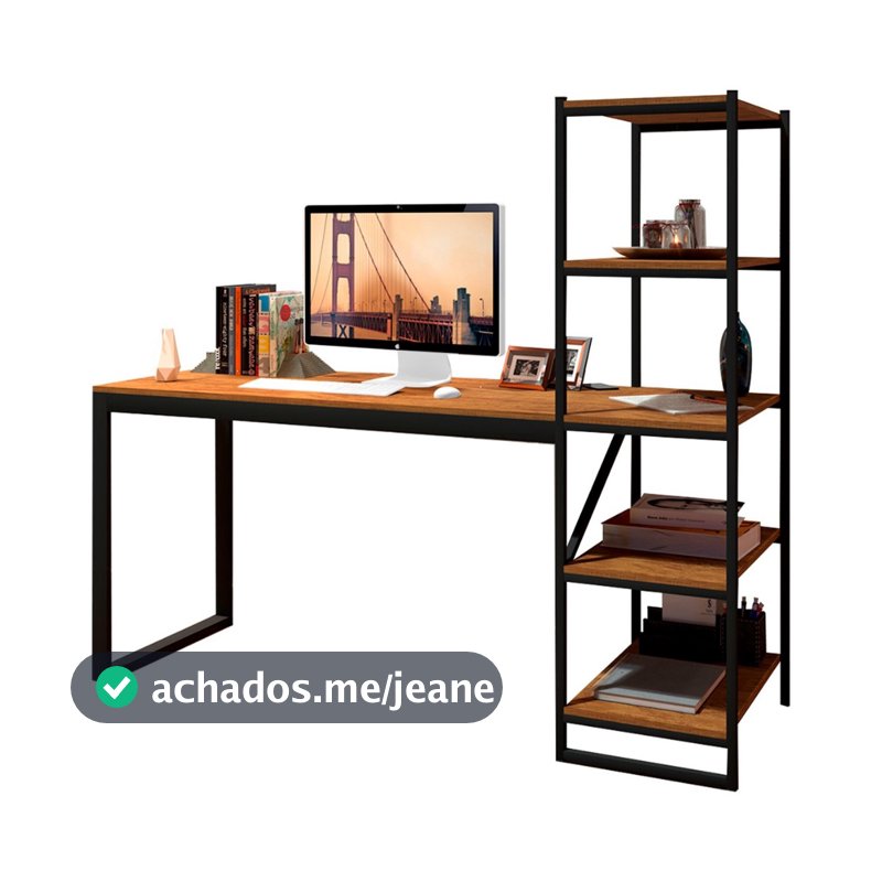 Escrivaninha Estudo Home Office Industrial Escritório Mesa Trabalho Penteadeira Prateleiras