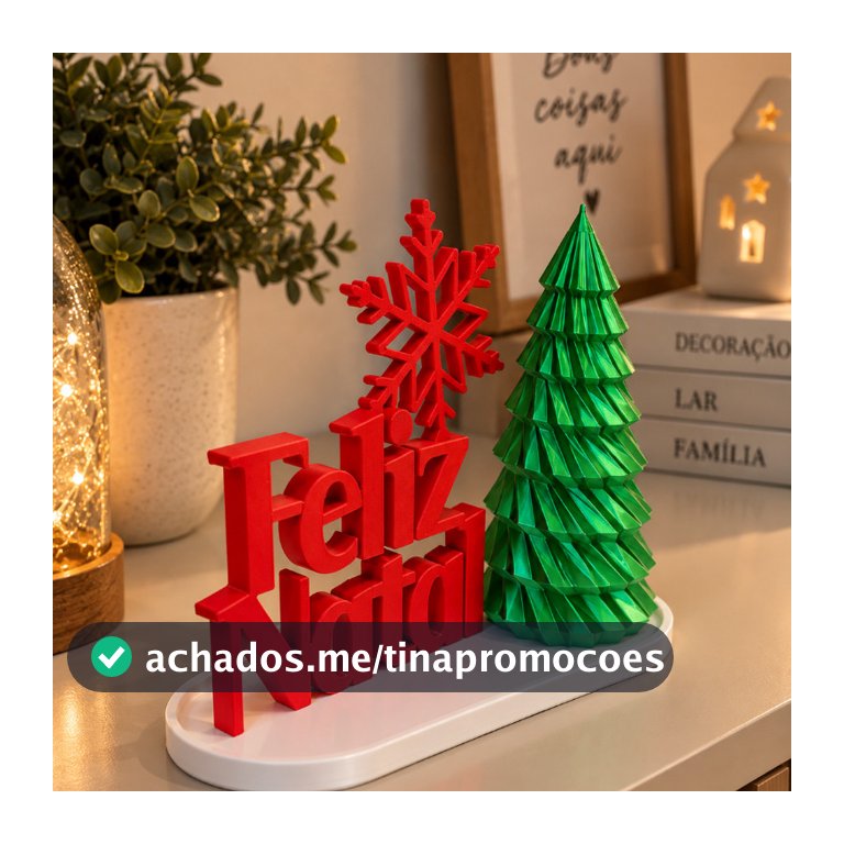 Kit Natal Feliz Natal com Árvore e Bandeja Decoração