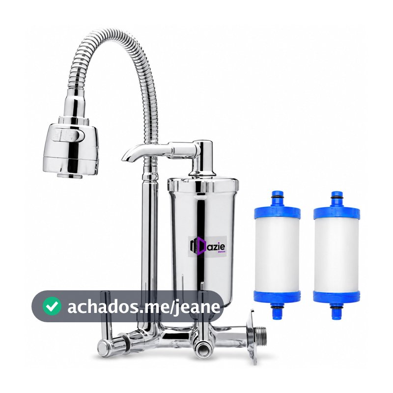 Torneira Gourmet com Filtro Parede ABS Cromada Dazie Metais 3 Refis Carvão Ativado INMETRO 1/4 de Volta