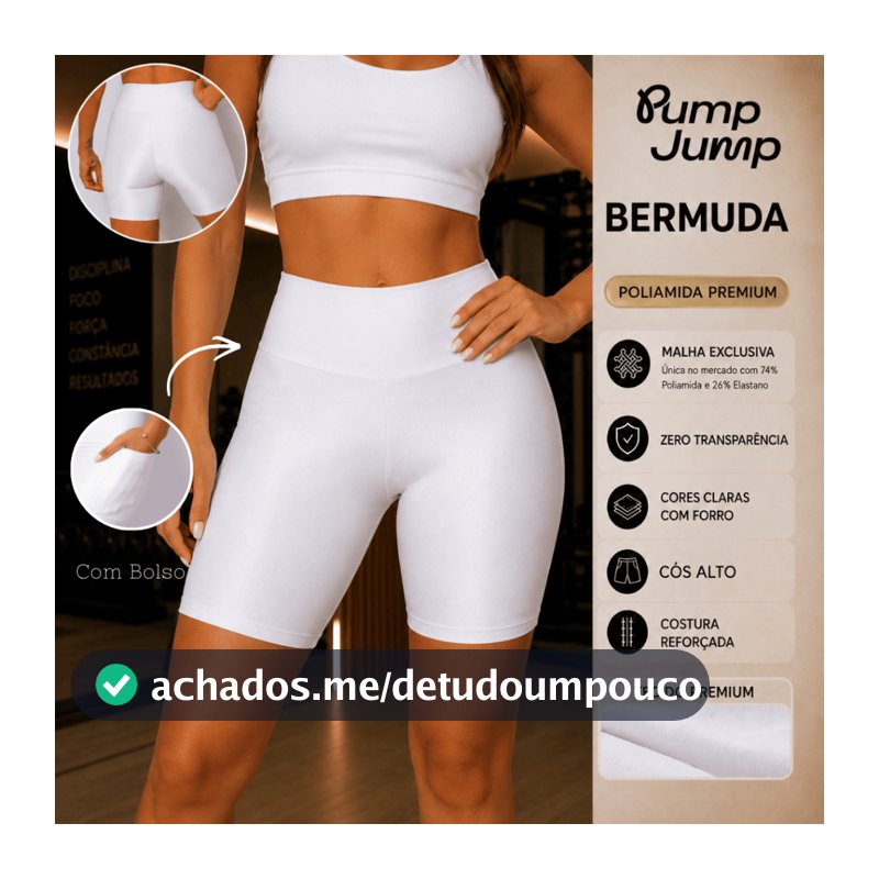 Bermuda Bolso Micro Canelado Meia Coxa Mais Comprida para Academia em Poliamida Conforto e Estilo