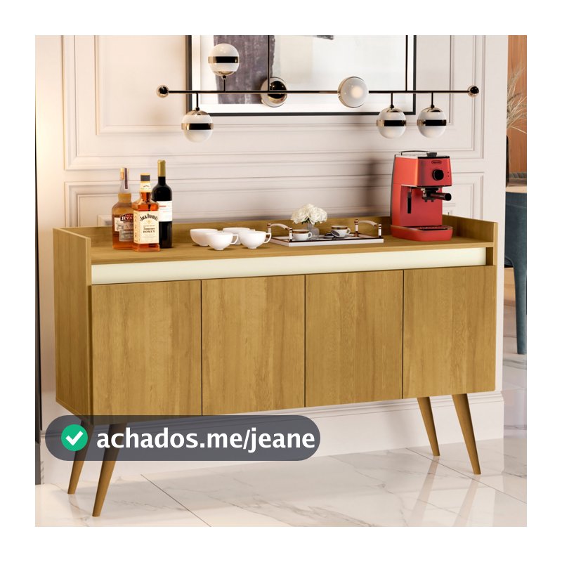 Balcão Cantinho Do Café Buffet Aparador Decoração Moderno Moval 4 Portas - Cores Diversas - Lojas GB