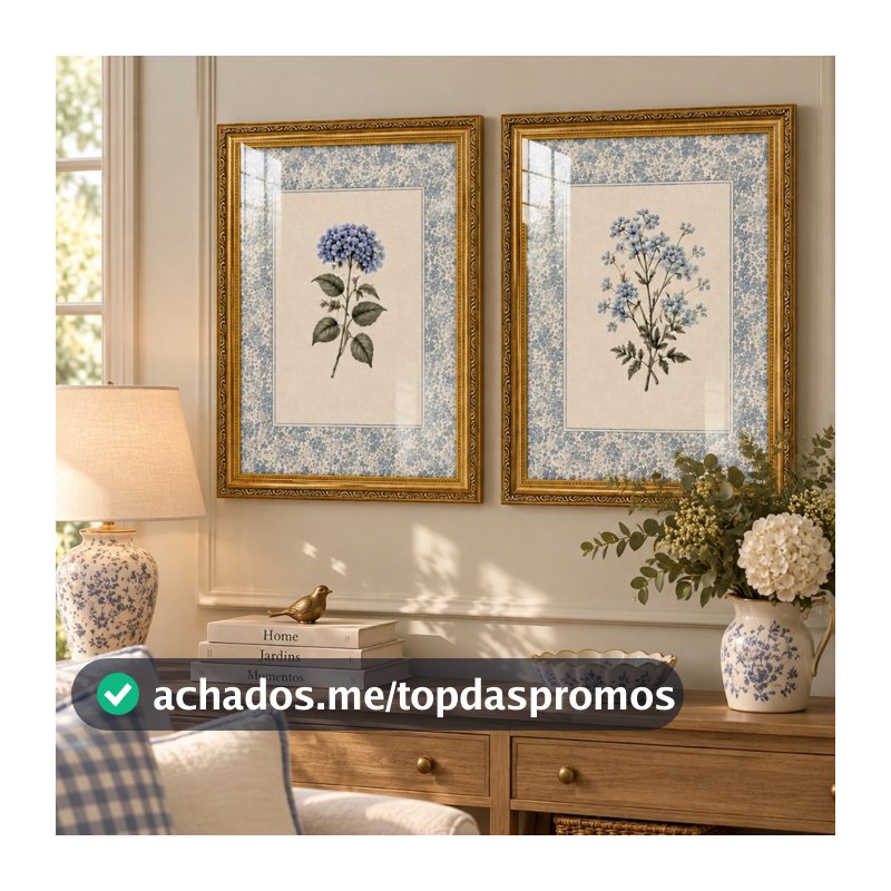 Quadros Decorativo Flores Clean Com Moldura Dourada Clássica E Vidro Sala Quarto 36x46