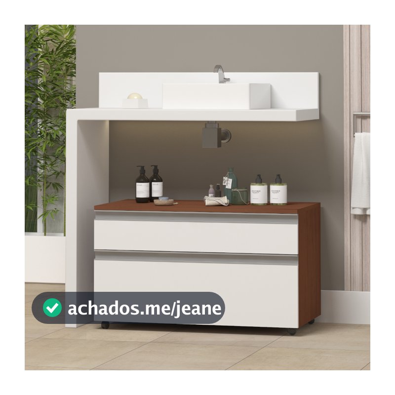 Armário de Banheiro com rodinhas multifuncional Safira MDF 80cm