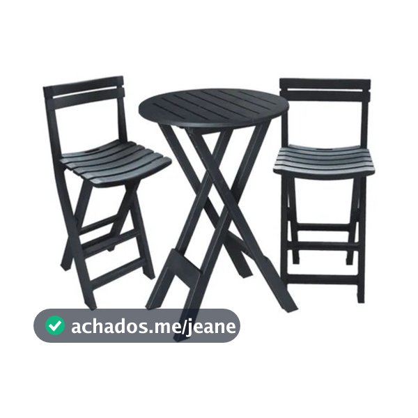 Kit Mesa Bistrô e Cadeira Alta Dobrável Arqplast Preto
