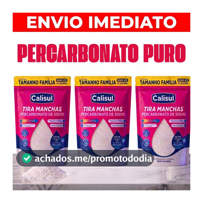 Percabonato de Sódio Puro Calisul Tira Manchas Sem Cloro 500 gr 1 kg 2 kg e 3 kg