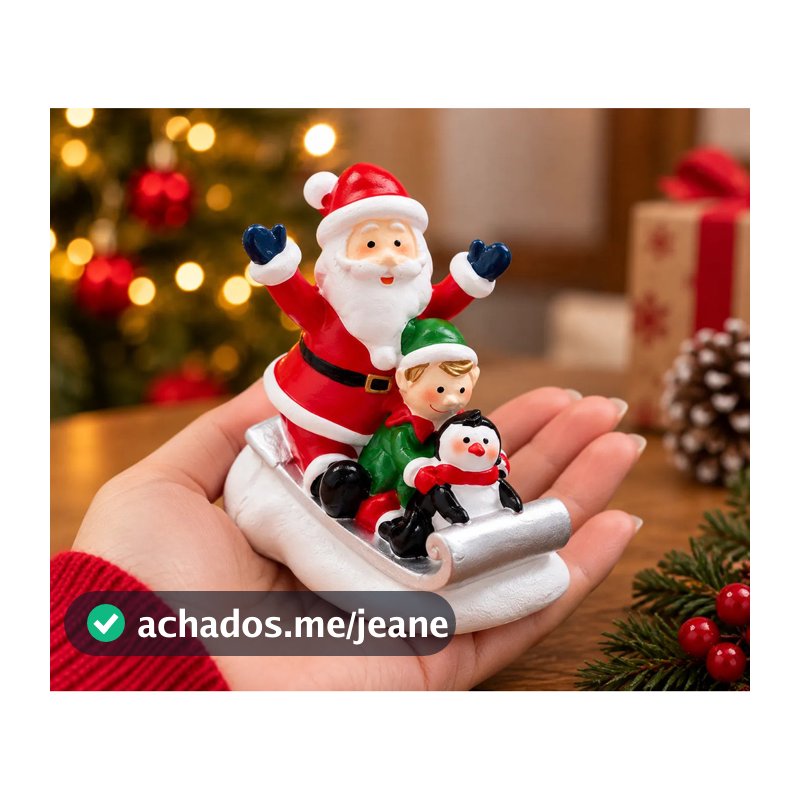 Enfeite Natalino Cerâmica Papai Noel Trenó Decoração Natal