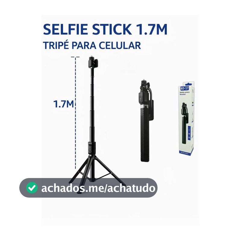Selfie stick 1.7M de comprimento sem fio Bluetooth tripé portátil retrátil