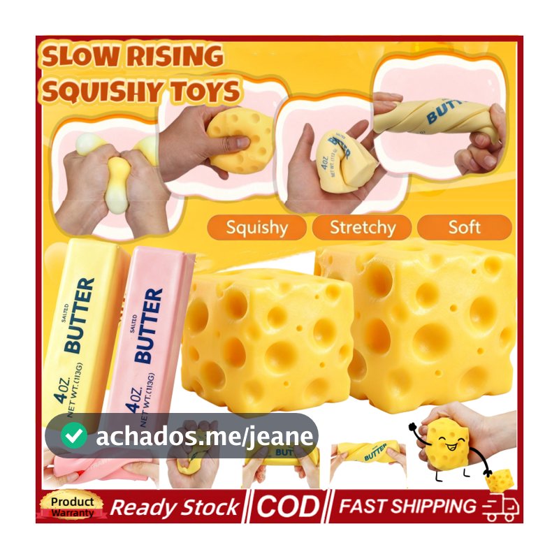 (Enviar Em 12H) Simular Queijo Squish Toy Butter Stick Squishy Toys Soft Slow Rising Squeeze Fidget Comida Realista Sens