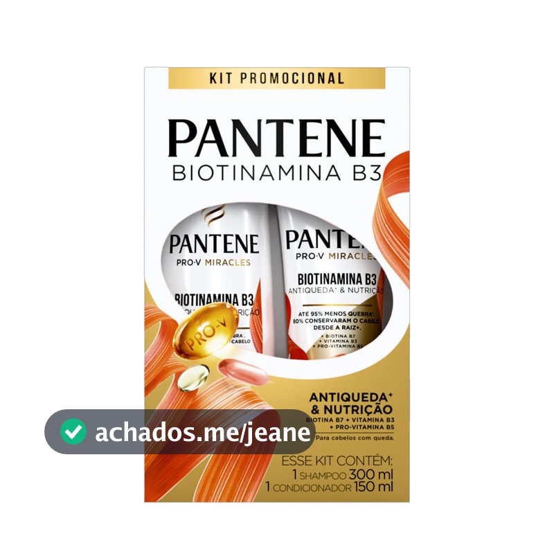 Kit Shampoo 300ml + Condicionador 150ml Pantene Pro-V Miracles Biotinamina B3 Antiqueda