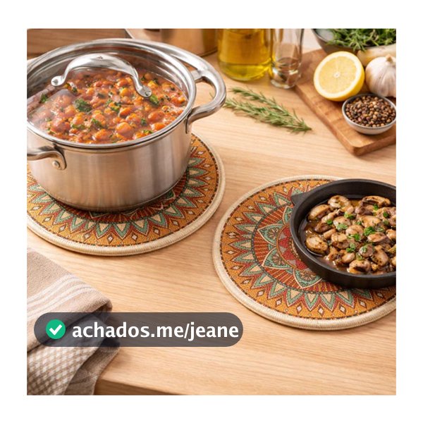 Kit 2 Descanso de Panela em Linho Antiderrapante – 20cm e 18cm com Base de Borracha