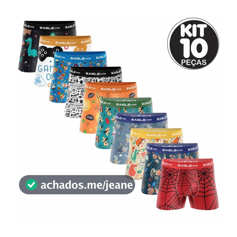 KIT C/ 10 CUECAS BOX BOXERS INFANTIL