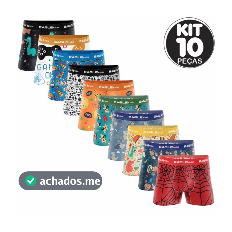 KIT C/ 10 CUECAS BOX BOXERS INFANTIL