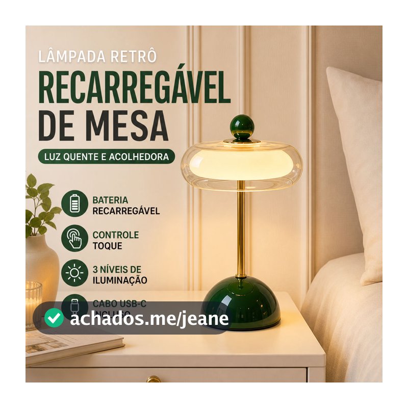 Luminária Bauhaus Retrô Luminária De Mesa Sem Fio Recarregável LED Luz Quente Abajur Cogumelo Vidro Para Quarto