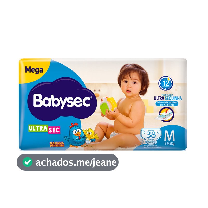 Fralda Descartável Babysec Galinha Pintadinha Ultrasec Mega M 38 Tiras