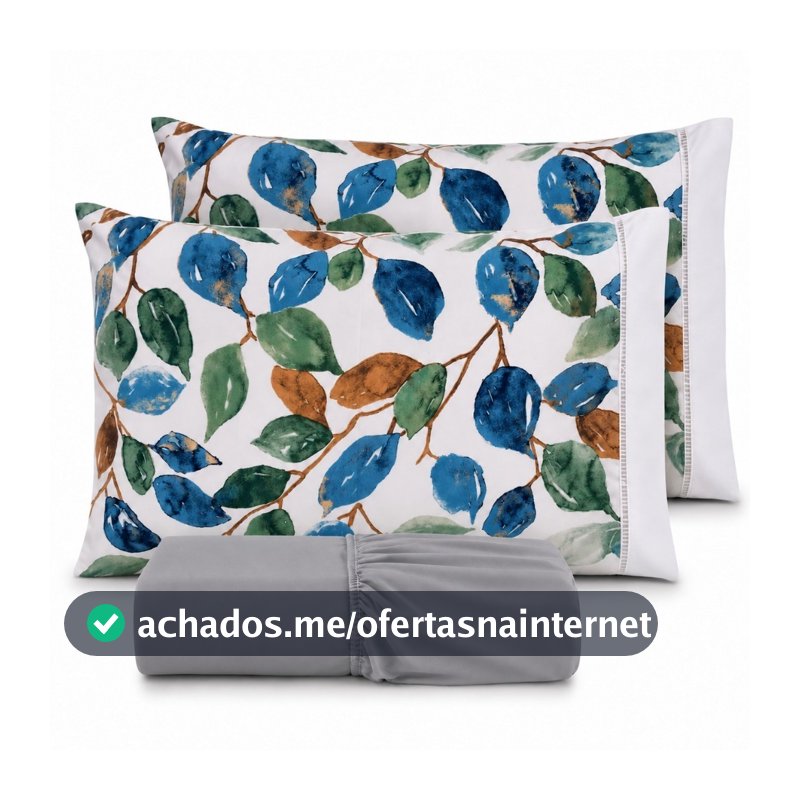 Kit Lençol Fronha Estampada Cama Solteiro Casal Queen King 400 fios Micropercal 03 Peças Ponto Palito