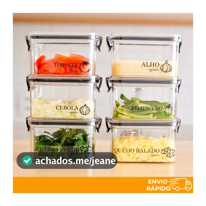 Potes Herméticos para Geladeira 460ml/950ml - Porta Mantimento, Geladeira, Alho, Cebola - Kits e individuais